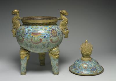 图片[2]-Copper ding-shaped incense burner in cloisonne enamels, Qing dynasty (1644-1911)-China Archive